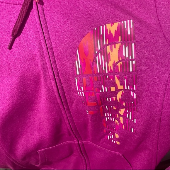 The North Face Vertical Spellout Logo Full Zip Hoodie Fuchsia Pink Purple size M - Picture 9 of 9